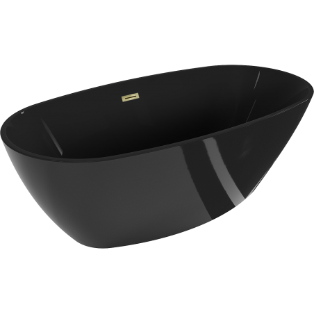 Mexen Eris freistehende Badewanne 170 x 80 cm, schwarz, Überlauf gold - 53441708070-50