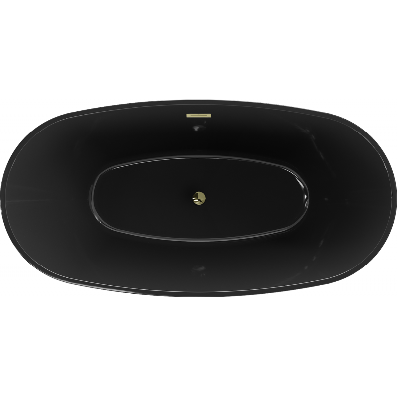 Mexen Eris freistehende Badewanne 170 x 80 cm, schwarz, Überlauf gold - 53441708070-50