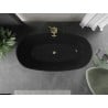 Mexen Eris freistehende Badewanne 170 x 80 cm, schwarz, Überlauf gold - 53441708070-50