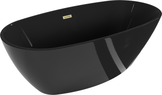Mexen Eris freistehende Badewanne 170 x 80 cm, schwarz, Überlauf gold gebürstet - 53441708070-55