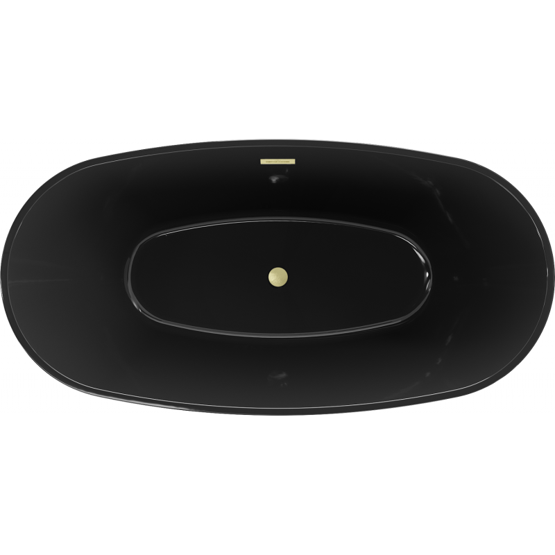 Mexen Eris freistehende Badewanne 170 x 80 cm, schwarz, Überlauf gold gebürstet - 53441708070-55