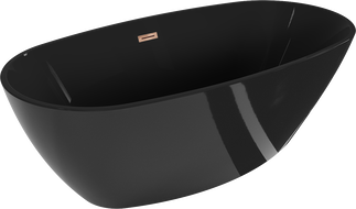 Mexen Eris freistehende Badewanne 170 x 80 cm, schwarz, Überlauf Roségold - 53441708070-60