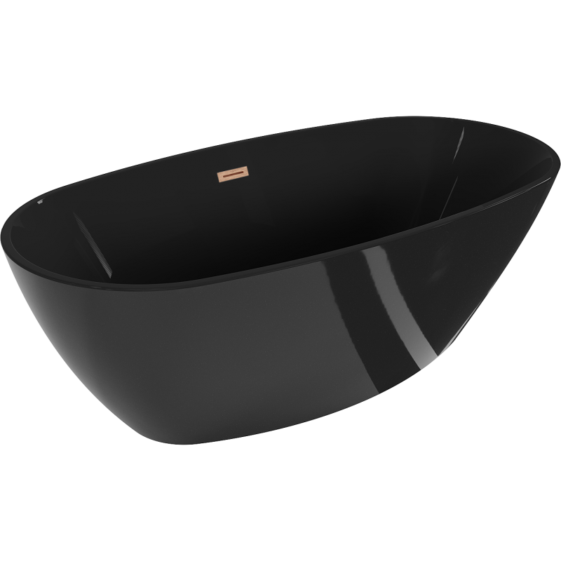 Mexen Eris Freistehende Badewanne 170 x 80 cm, schwarz, Überlauf aus gebürstetem Kupfer - 53441708070-65