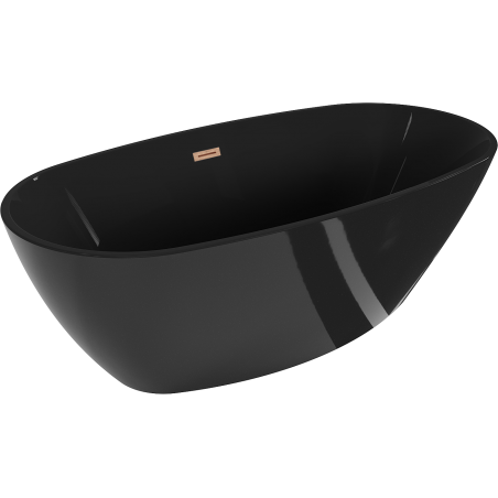 Mexen Eris Freistehende Badewanne 170 x 80 cm, schwarz, Überlauf aus gebürstetem Kupfer - 53441708070-65
