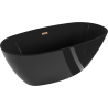 Mexen Eris Freistehende Badewanne 170 x 80 cm, schwarz, Überlauf aus gebürstetem Kupfer - 53441708070-65
