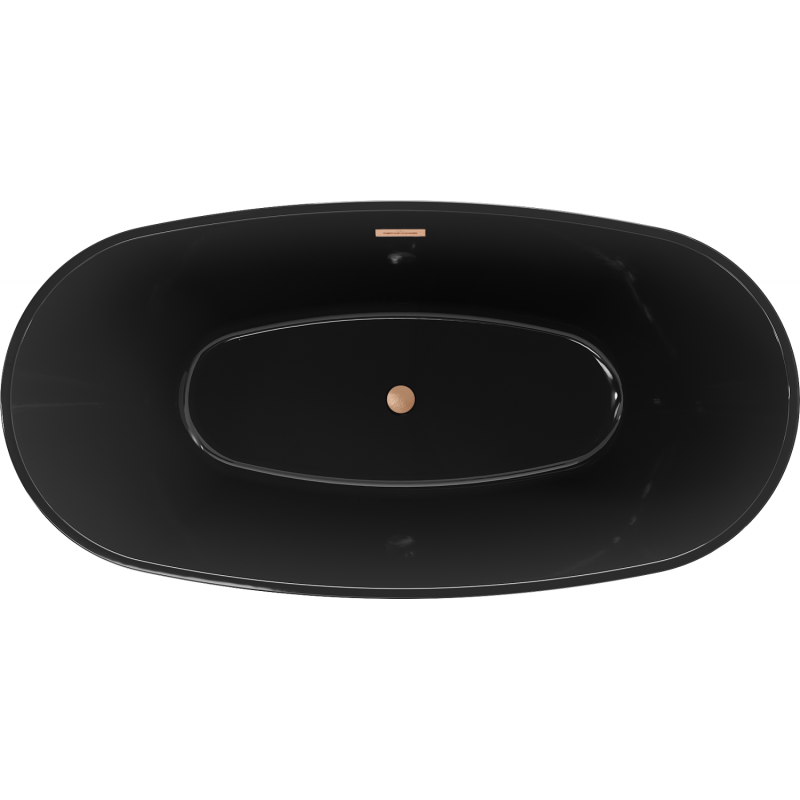 Mexen Eris Freistehende Badewanne 170 x 80 cm, schwarz, Überlauf aus gebürstetem Kupfer - 53441708070-65