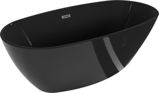 Mexen Eris freistehende Badewanne 170 x 80 cm, schwarz, Überlauf gebürstet gun gray - 53441708070-66