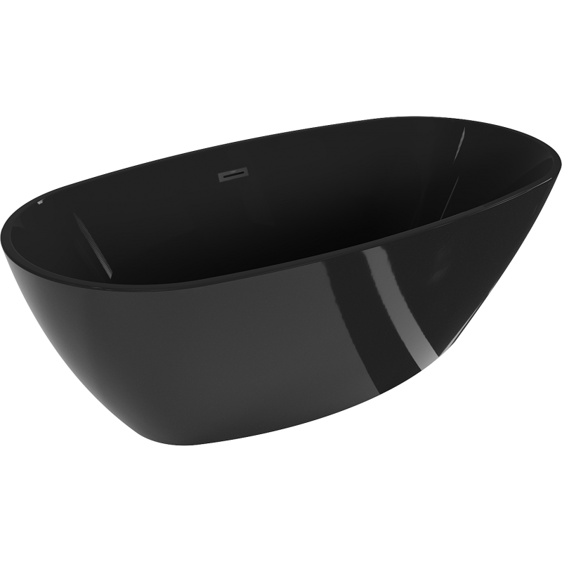 Mexen Eris freistehende Badewanne 170 x 80 cm, schwarz, Überlauf schwarz - 53441708070-70