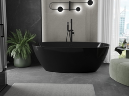 Mexen Eris freistehende Badewanne 170 x 80 cm, schwarz, Überlauf schwarz - 53441708070-70