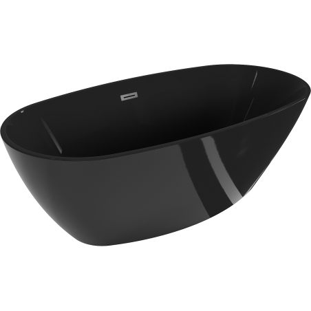 Mexen Eris freistehende Badewanne 170 x 80 cm, schwarz, Überlauf gun metal - 53441708070-95