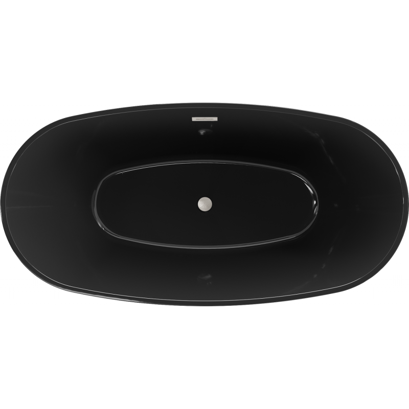 Mexen Eris freistehende Badewanne 170 x 80 cm, schwarz, Überlauf gebürstetes Nickel - 53441708070-97