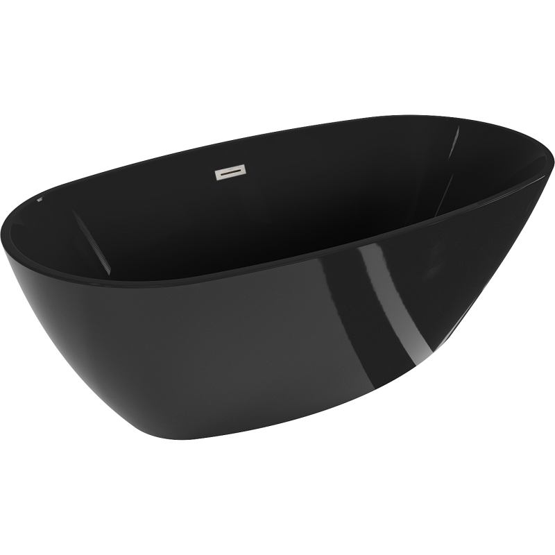 Mexen Eris freistehende Badewanne 170 x 80 cm, schwarz, Überlauf gebürstetes Nickel - 53441708070-97