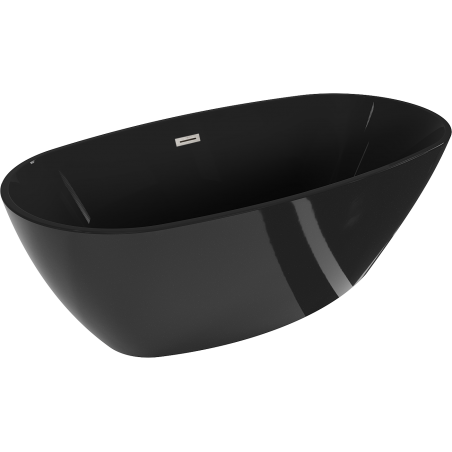 Mexen Eris freistehende Badewanne 170 x 80 cm, schwarz, Überlauf gebürstetes Nickel - 53441708070-97
