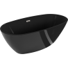 Mexen Eris freistehende Badewanne 170 x 80 cm, schwarz, Überlauf gebürstetes Nickel - 53441708070-97
