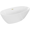 Mexen Eris freistehende Badewanne 180 x 80 cm, weiß, Überlauf gebürstetes Gold - 53441808000-55