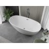 Mexen Eris freistehende Badewanne 180 x 80 cm, weiß, Überlauf gun gray gebürstet - 53441808000-66