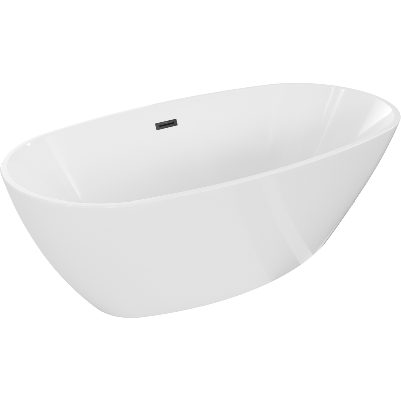 Mexen Eris freistehende Badewanne 180 x 80 cm, weiß, schwarzer Überlauf - 53441808000-70