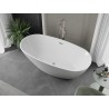 Mexen Eris freistehende Badewanne 180 x 80 cm, weiß, Überlauf gebürsteter Nickel - 53441808000-97