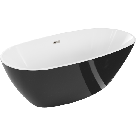 Mexen Eris freistehende Badewanne 180 x 80 cm, weiß/schwarz, Überlauf gebürsteter Nickel - 53441808075-97
