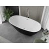 Mexen Eris freistehende Badewanne 180 x 80 cm, weiß/schwarz, Überlauf gebürsteter Nickel - 53441808075-97