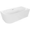 Mexen Mia freistehende Eckbadewanne rechts 180 x 80 cm, weiß, Überlauf gebürsteter Nickel - 52691808000P-97