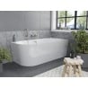 Mexen Mia freistehende Eckbadewanne rechts 180 x 80 cm, weiß, Überlauf gebürsteter Nickel - 52691808000P-97