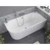 Mexen Mia freistehende Eckbadewanne rechts 180 x 80 cm, weiß, Überlauf gebürsteter Nickel - 52691808000P-97