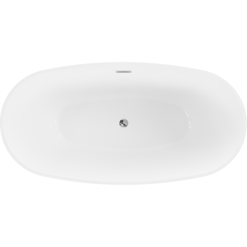 Mexen Eris freistehende Badewanne 180 x 80 cm, weiß/schwarz, Überlauf verchromt - 53441808075-01