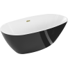 Mexen Eris freistehende Badewanne 180 x 80 cm, weiß/schwarz, Überlauf gold - 53441808075-50