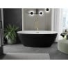 Mexen Eris freistehende Badewanne 180 x 80 cm, weiß/schwarz, Überlauf gold - 53441808075-50