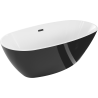 Mexen Eris Freistehende Badewanne 180 x 80 cm, weiß/schwarz, schwarzer Überlauf - 53441808075-70
