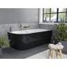 Mexen Mia freistehende Eckbadewanne rechts 180 x 80 cm, weiß/schwarz, Überlauf gebürstet gold - 52691808075P-55