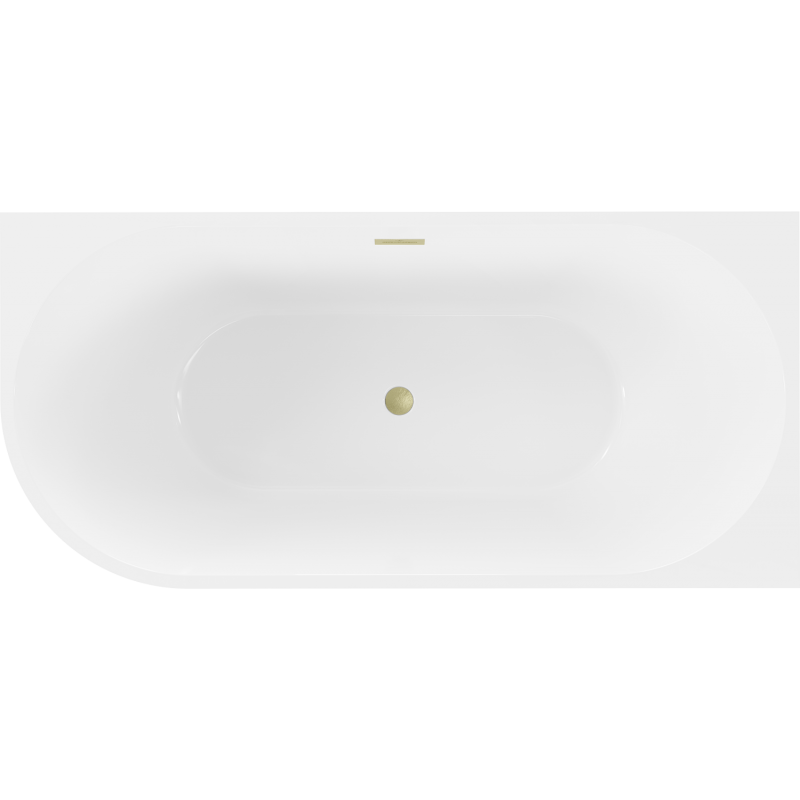 Mexen Mia freistehende Eckbadewanne rechts 180 x 80 cm, weiß/schwarz, Überlauf gebürstet gold - 52691808075P-55