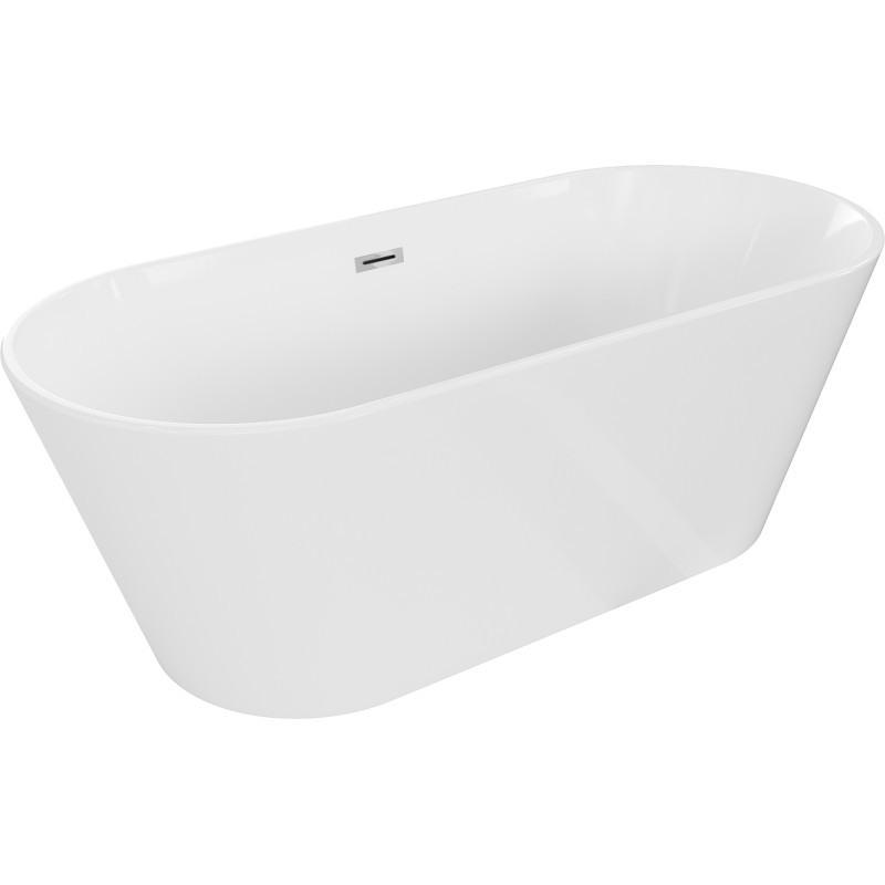 Mexen Flavia freistehende Badewanne 150 x 75 cm, weiß, Überlauf Chrom - 54031507500
