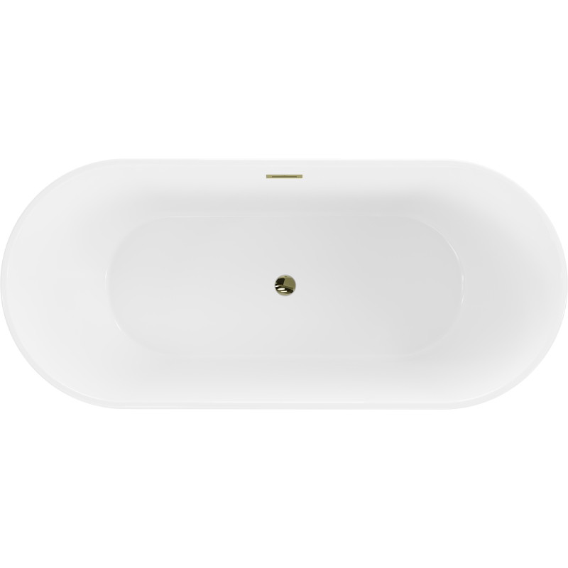 Mexen Flavia freistehende Badewanne 150 x 75 cm, weiß, Überlauf gold - 54031507500-G