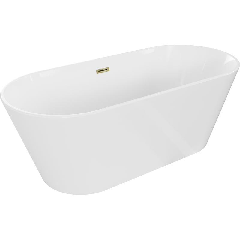Mexen Flavia freistehende Badewanne 150 x 75 cm, weiß, Überlauf gold - 54031507500-G