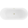 Mexen Flavia freistehende Badewanne 150 x 75 cm, weiß/schwarz, Überlauf gold gebürstet - 54031507575-55