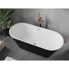 Mexen Flavia freistehende Badewanne 150 x 75 cm, weiß/schwarz, Überlauf roségold - 54031507575-60