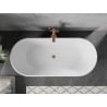Mexen Flavia freistehende Badewanne 150 x 75 cm, weiß/schwarz, Überlauf roségold - 54031507575-60