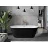 Mexen Flavia freistehende Badewanne 150 x 75 cm, weiß/schwarz, Überlauf gebürstetes Kupfer - 54031507575-65