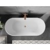 Mexen Flavia freistehende Badewanne 150 x 75 cm, weiß/schwarz, Überlauf gebürstetes Kupfer - 54031507575-65