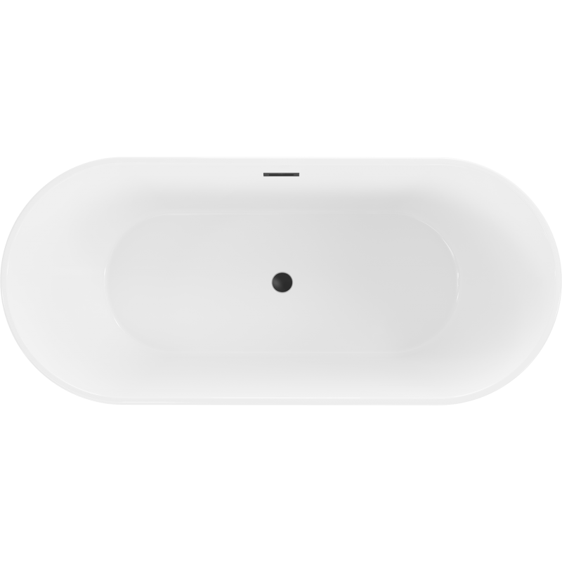 Mexen Flavia freistehende Badewanne 150 x 75 cm, weiß/schwarz, schwarzer Überlauf - 54031507575-70