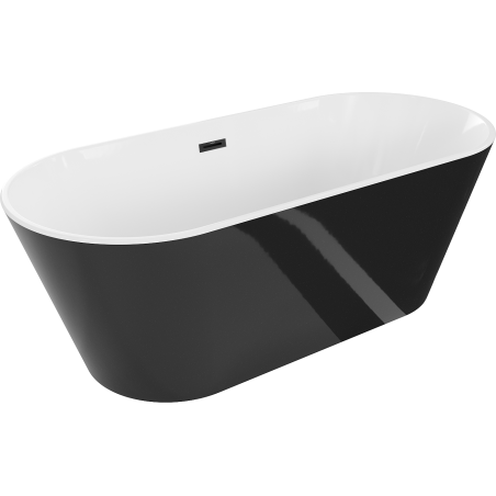 Mexen Flavia freistehende Badewanne 150 x 75 cm, weiß/schwarz, schwarzer Überlauf - 54031507575-70