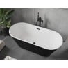 Mexen Flavia freistehende Badewanne 150 x 75 cm, weiß/schwarz, schwarzer Überlauf - 54031507575-70