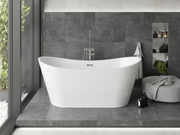 Mexen Montana freistehende Badewanne 150 x 75 cm, weiß, Überlauf Chrom - 52011507500-01