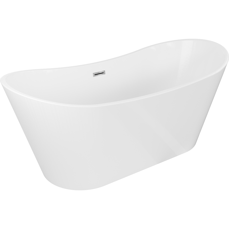 Mexen Montana freistehende Badewanne 150 x 75 cm, weiß, Überlauf Chrom - 52011507500-01