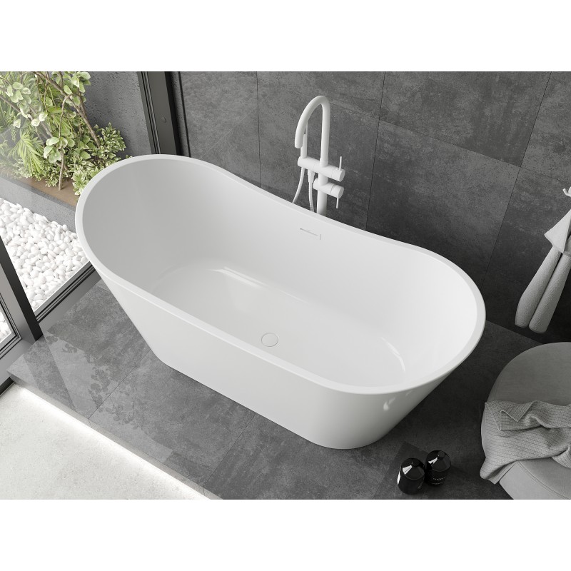 Mexen Montana freistehende Badewanne 150 x 75 cm, weiß, weißer Überlauf - 52011507500-20