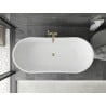 Mexen Montana freistehende Badewanne 150 x 75 cm, weiß, Überlauf gebürstetes Gold - 52011507500-55