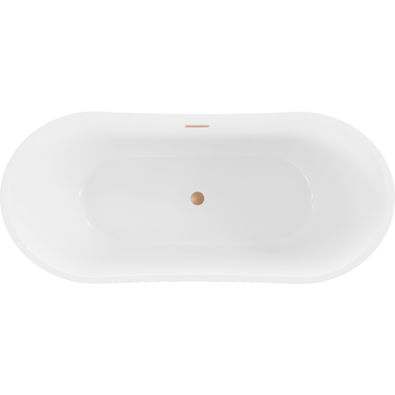 Mexen Montana freistehende Badewanne 150 x 75 cm, weiß, Überlauf gebürstetes Kupfer - 52011507500-65