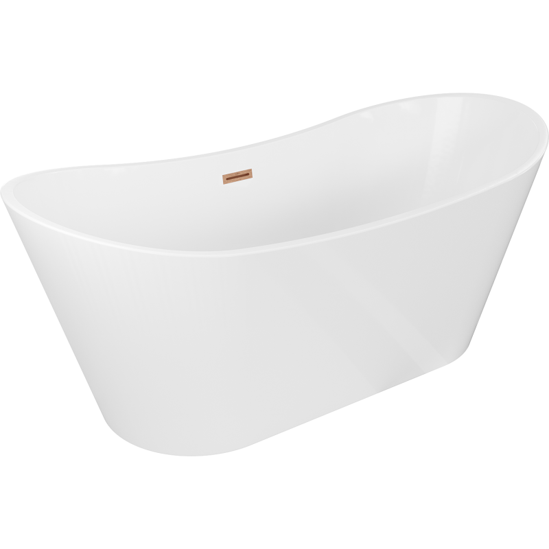 Mexen Montana freistehende Badewanne 150 x 75 cm, weiß, Überlauf gebürstetes Kupfer - 52011507500-65